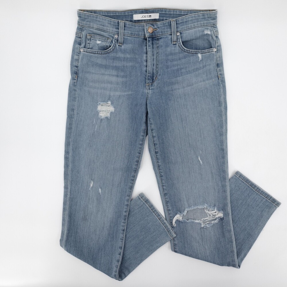 Joes Jeans Womens 27 Blue Denim Distressed Mid rise Boyfriend Slim Ankle